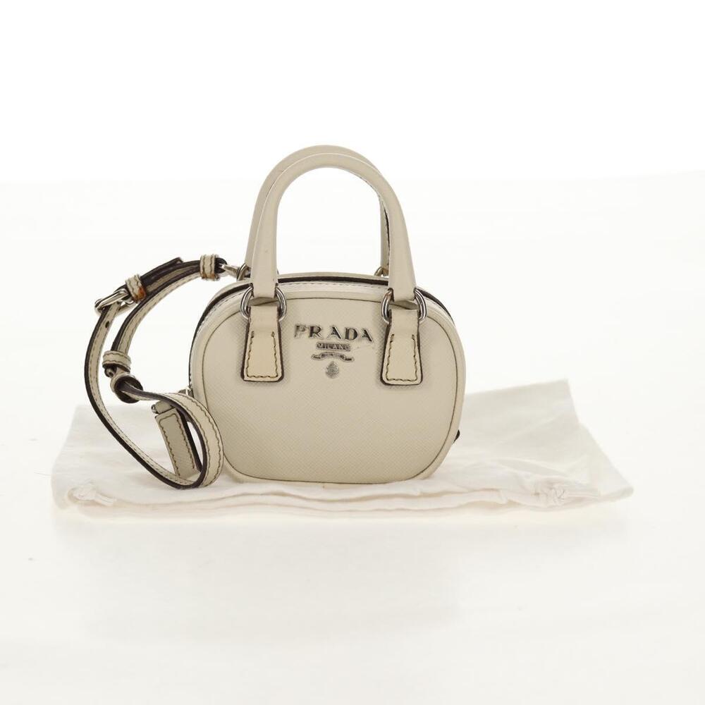 PRADA Pouch Safiano Ivory Silver Auth 157955V - Picture 12 of 16
